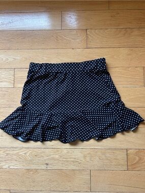 Black Polka Dot Mini Skirt with Flounce Hem